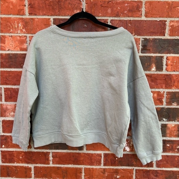 Womens Medium Green Gray Cactus Always On Point Cropped Boho Sweatshirt Sweater - Picture 3 of 7